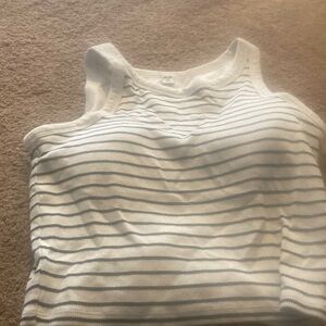 Chic White and Gray Striped Women's Tank Top
